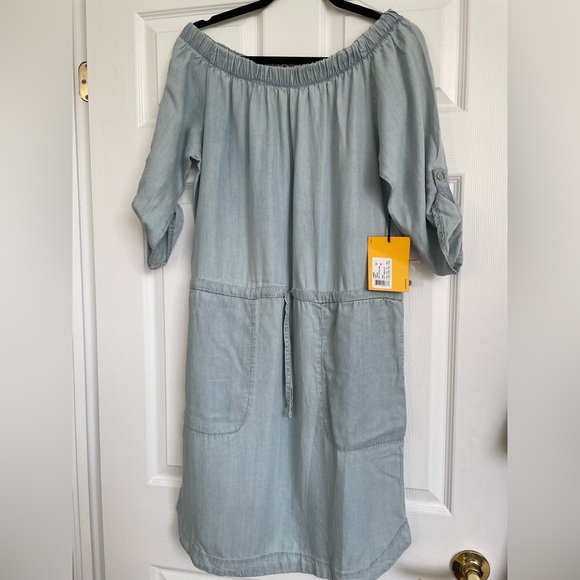 Lole size medium off the shoulder cotton dress with drawstring and pockets. - Picture 1 of 6
